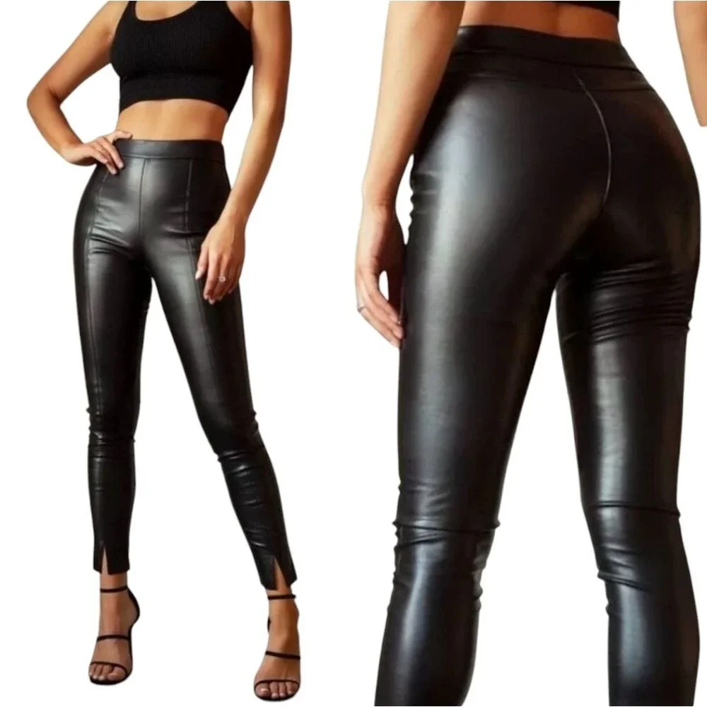 Idem Ditto Nwt Black Faux Leather Skinny Leg Pants Size Medium